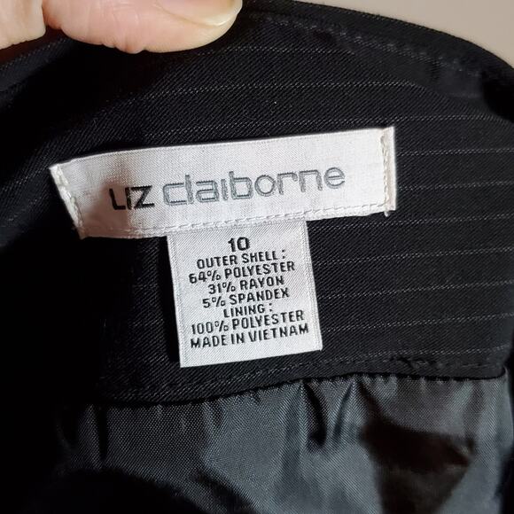 Liz Claiborne Classic Black w/ Gray Pinstripe Versatile Pencil Skirt Size 10 - Picture 6 of 7